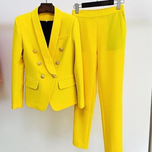 The Latest Popular Professional Wear Female Early Fall 2-Piece Sets European Classic Slim Shawl Collar Blazer Nine-Point Pants