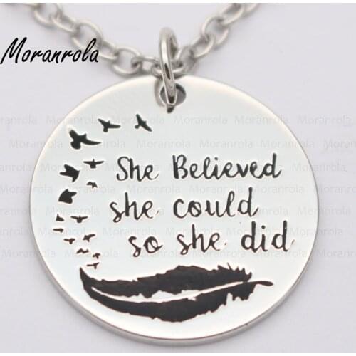 New arried "She Believed She Could So She Did "Copper necklace Keychain,charm Hand-Stamped Jewelry Graduation Graduate gift