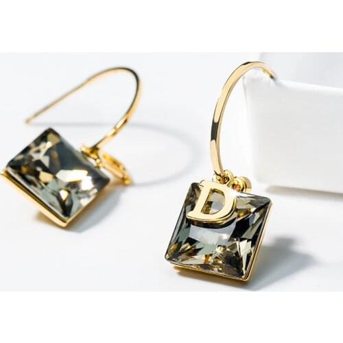 New Fashion Round Dangle Drop Korean Earrings For Women Gold Rhinestone letter Earring gift 2020