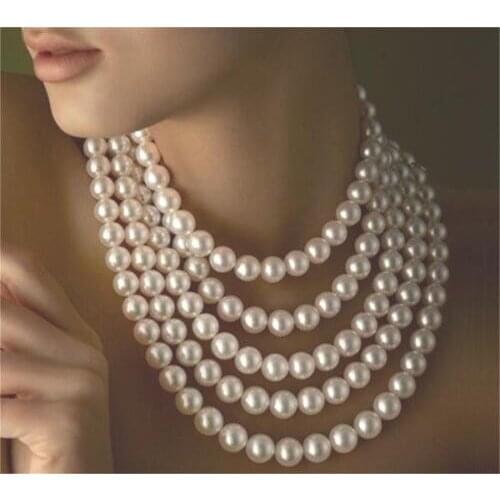 New long 100inch 9-10MM genuine south sea white pearl necklace earring set