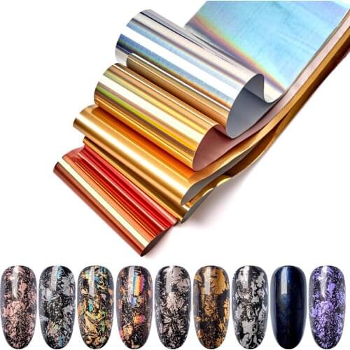 Holographic Nail Art Foils Set Starry Sky Marble Paper Nail Art Transfer Stickers Foils Design Slider for Nails Decorations