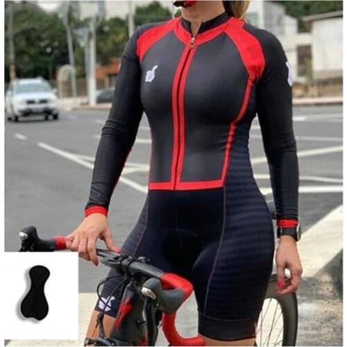 Pro team triathlon cycling Long sleeve shorts suit long sleeve Jersey Skinsuit jumpsuit Maillot cycling Cycling clothing gel set