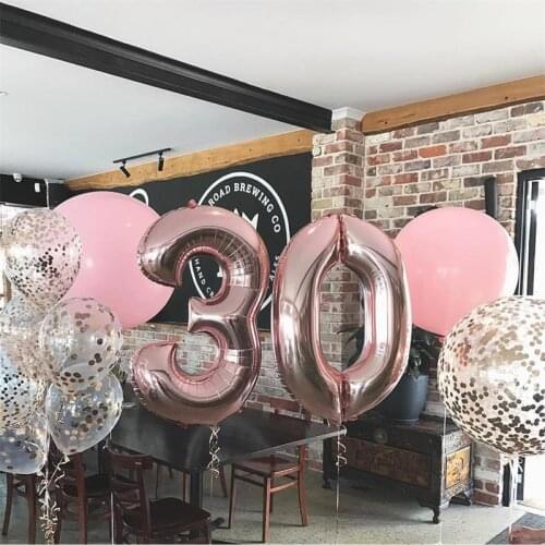 32inch Big Happy 30 Birthday Foil Number Balloon rose gold sliver number 30th Years Old Birthday Party Decoration Adult Supplies