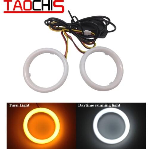 DIY Car styling LED COB Angel Eyes with Turn Light Signal Yellow White Cotton Waterproof Day time running dual colors Halo Rings