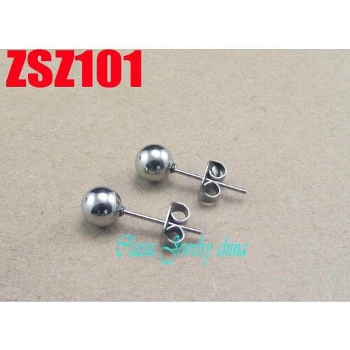 6mm stainless steel ball ear nail ear hook earring fashion punk Jewelry 30pair ZSZ101