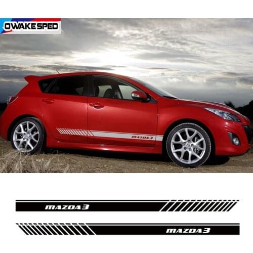 Racing Sport Stripes Car Door Side Skirt Decor Stickers For Mazda 3 Hatchback Sedan Auto Body Trim Vinyl Decals