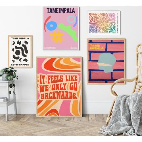 Tame Impala Abstract Color Print Quote Poster Music Song Lyrics Wall Art Picture Aesthetic Retro Canvas Painting Bed Room Decor