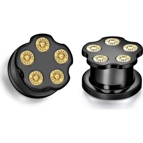 Stainless Steel Ear Tunnel Plugs Gauge Earring Screw Back Expander Stretching Kit Black 2g 0g 00g 1/2" 9/16" 5/8"