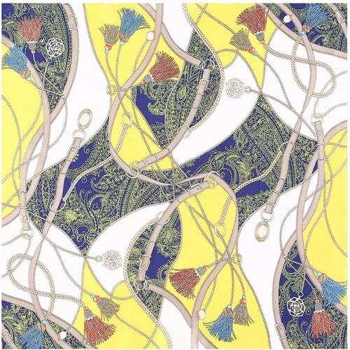 High-End Silk Scarf Tassel Printing Ladies Square Scarf Top Women Neck Scarf Luxury Headband Handkerchief Female Turban Shawl R1