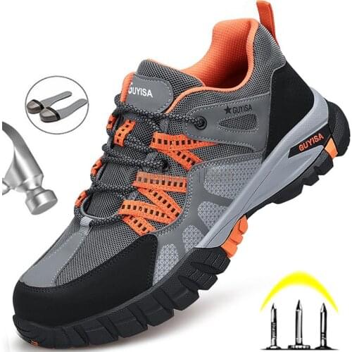 Wear-resistant Safety Shoes Men Work Sneakers Indestructible Work Boots Anti-smash Steel Toe Shoes Industrial Safety Footwear