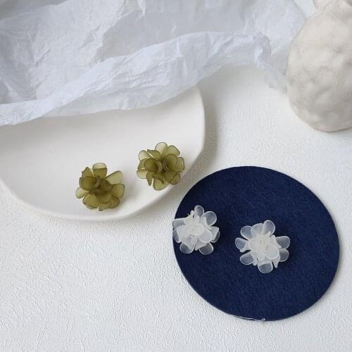 925 Silver Needle Acrylic Petal Earrings Women Handmade Earrings Women Jewelry Kpop Earrings Womens Flower Earrings Pair