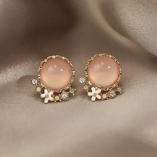 Sweet Opals Rose Flower Earrings Korean Fashion Jewelry Elegant Wedding Girl Accessories Luxury Earrings For Women 2021