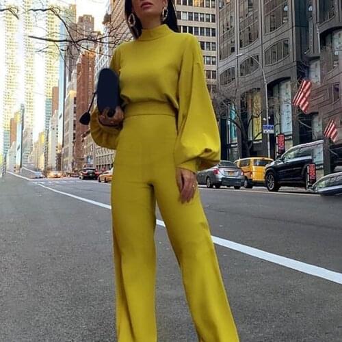 Female Casual Wide Leg Bodycon Jumpsuit Women Overalls Long Sleeve Rompers Womens Elegant Loose Jumpsuit Trousers Femme