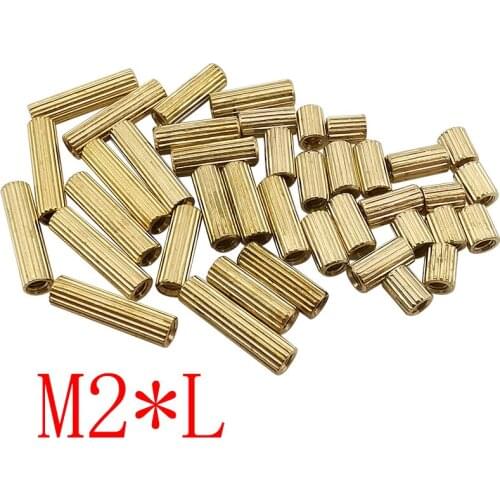 10Pcs M2xL Brass Round Standoff Spacer Female Female M2 Thread Spacer Screw PCB Pillar L=3mm to 32mm