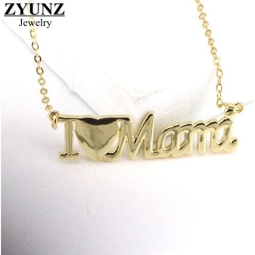 10PCS, Charm CZ Pave Mama Metal Choker Necklaces For Women Gold Crystal Name Letter Pendant Necklace Female Fashion Jewelry