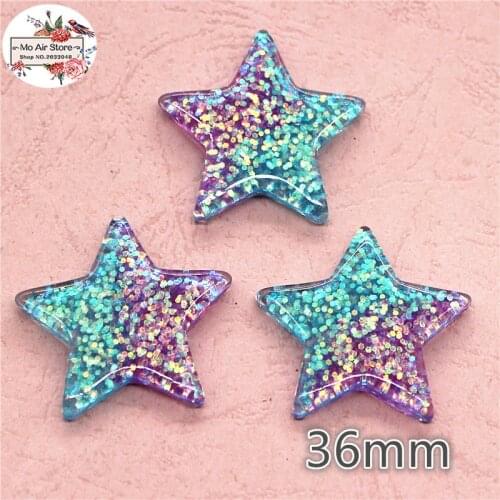 10pcs Star colorful shiny Resin Flackback Cabochon Art Supply Decoration Charm Craft DIY accessories craft