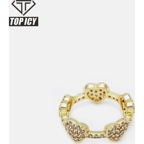 2021 New Arrival 5 Star Heart Shape 6 Times 14k Gold Plated Brass Ring AAA+ Cubic Zircon Prong Setting Rings Jewelry