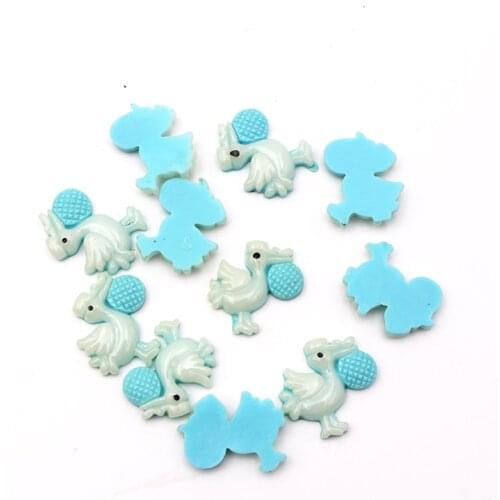 24pcs Pink Blue Mini Resin Stork Baby Shower Favor Christening Party Favor Decor Birth Announcement Cake Gift Box Decorations