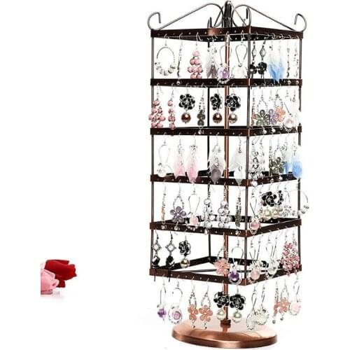288 Holes 6-layer Earrings Organizer Jewelry Holder Necklace Bracelet Rack Rotatable Earrings Necklace Jewelry Display Rack