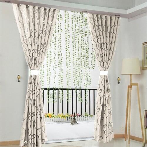 Window Curtain Decorative Vine Leaf Pattern Blackout Drape Sheer Valance General Pleated Tube Curatin 100x130cm