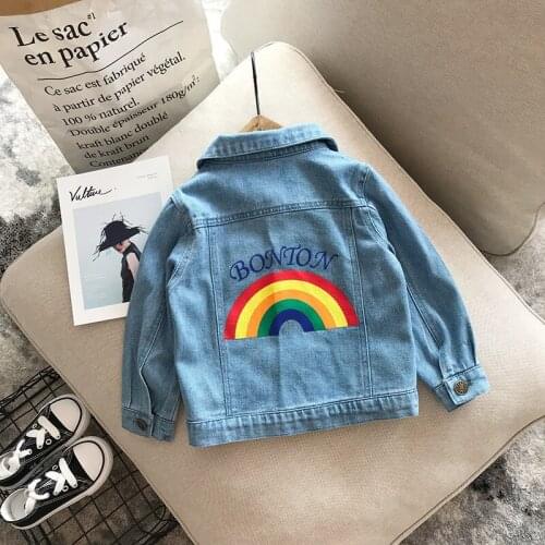 Denim Children 's Chothing 2021 Spring New Kid Spring Coats Casual Kids Girls Animal Rainbow Outerwear Girl Unicorn Jean Jacket