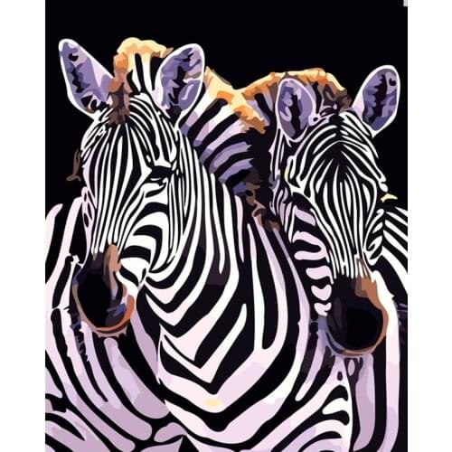 Painting By Numbers DIY Dropshipping 40x50 50x65cm Relying on two zebras Animal Handmade Gift For Adult Unique Gift Home Decor