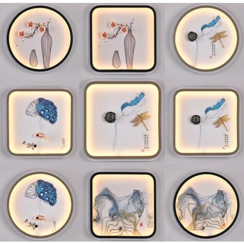 Chinese-Style Ceramic Wall Lamp Bedroom Bedside Lamp Living Room Background Wall Stairs Retro Led Aluminum Pedestal Lamp