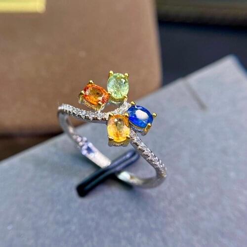 Shilovem 925 silver sterling natural Natural sapphire Ring fine Jewelry party Customizable trendy open new jcj03048963agl