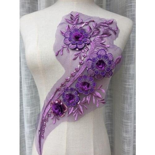 3D flower embroidery lace patch Cheongsam national costume DIY dress lace accessories Big red rose red blue purple
