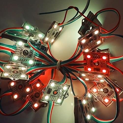 60pcs WS2801 IC RGB LED Pixel Module Square IP68 Waterproof 5050 SMD 4LEDs Channel Letter Advertising Sign Lighting DC12V