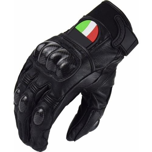 Motorcycle Carbon Fiber Protect Black Leather Gloves Moto Motorbike Guantes Scooter Street Motor Luvas Mens