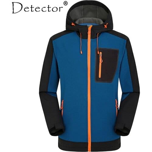 Detector Waterproof Softshell Jacket Men Hiking Tactical Windproof Outdoor Jacket Climbing Raincoat Trekking Fleece Windbreaker