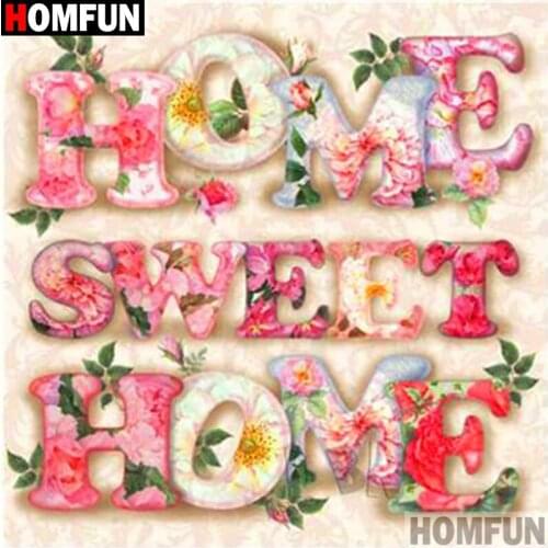 HOMFUN Full Square/Round Drill 5D DIY Diamond Painting "Flower text scenery"3D Diamond Embroidery Cross Stitch Home Decor A19804