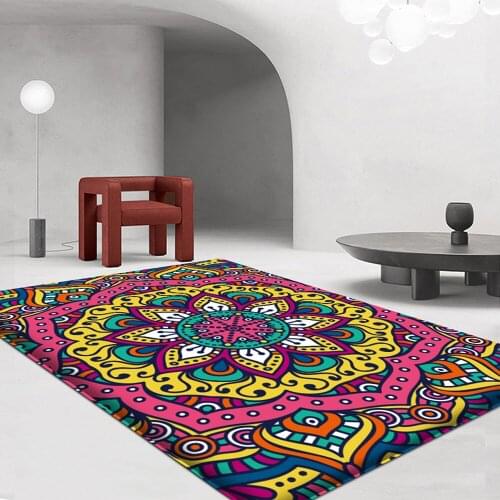 2020 New Short Plush Mandala Carpet Round Shape Carpets For Living Room Bedroom Yoga Mat Seat Anti-slip Absorbing Water Cushion
