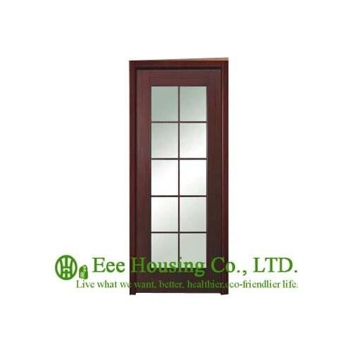 40mm thickness Glazed Timber veneer door for apartment, Swing type door, inward & outward opening entry door, MDF Timber door