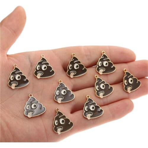 Julie Wang 10pcs Enamel Cartoon Feces Charms Alloy Fake Shits Pendant Necklace Bracelet Jewelry Making Accessory