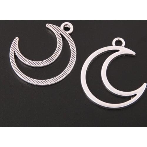 20pcs Silver Color Hollow Moon Charms Half Months Pendants For DIY Handmade Jewelry Making Accessorie