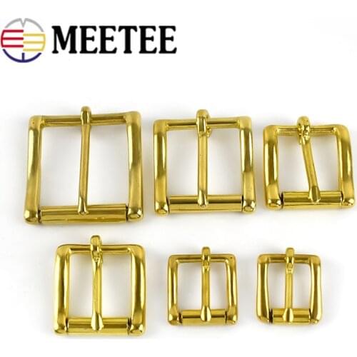 Meetee 2pcs ID13-38mm Pure Copper Pin Buckle Brass Roller Belt Buckles DIY Strap Belts Adjustment Hook Decoration Hardware BF463