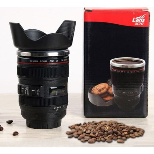Self Stirring Water Bottle Stainless Steel And Silicone Coffee Mug Creative Camera Lens EF 24-105mm Unisex Auto Mixing Cups