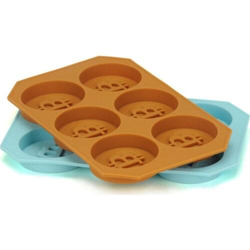 6 Bitcoin silicone ice trays, handmade currency commemorative coin badges, ice cube molds, For Chocolate Ice Molds