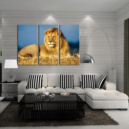 Modern fashion home decoration gift HD print animal oil painting on canvas the lion king oil painting for home decor