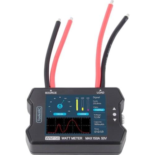 ToolkitRC WM150 150A 50V Watt Meter Power Analyzer 2.4" TFT LCD Display Power Voltage Current Tester PWM Output For RC Models