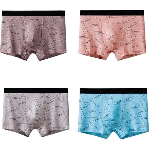 Loose men underwear 4pcs Male Panties Cotton Striped UnderPants Men Boxers Big Yards Mens Panties Plus Size 4XL