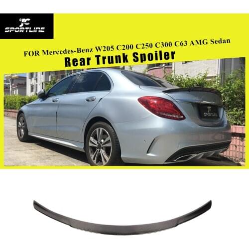 For Mercedes-Benz W205 C200 C250 C300 C350 C63 AMG Sedan 4 Door 2014 - 2019 Carbon Fiber Rear Trunk Spoiler Boot Lip Wing Lip