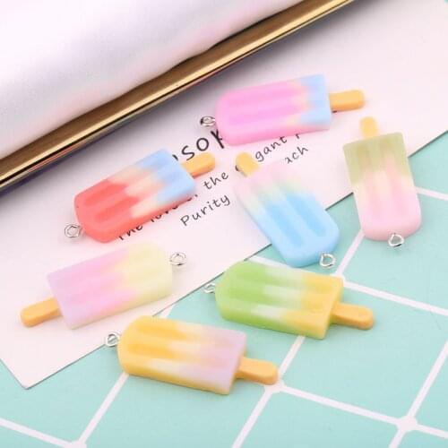10pcs Colorful Ice Cream Charms Resin Mini Simulated Popsicle Pendant For Woman Making jewelry DIY Earings Keychain Decoration