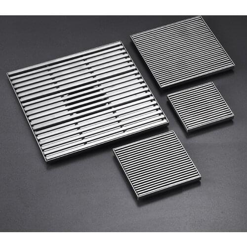 12/15/20/30cm Square Linear Bathroom Floor Drains Anti-Odor Shower Drainage Stainless Steel Floor Drain