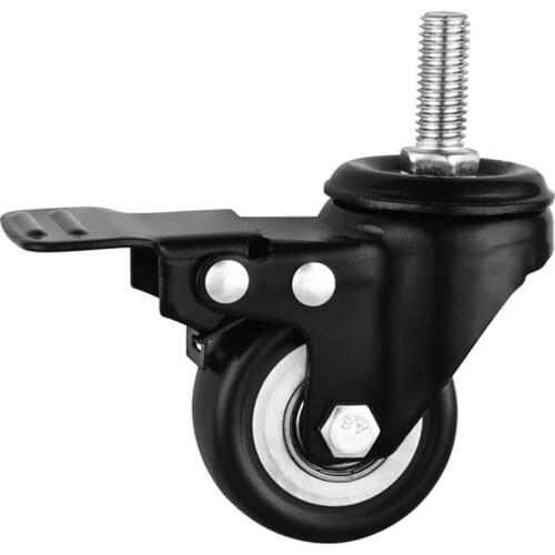 Bytiyar 2 inch PVC M10 Threaded Stem Swivel Caster Wheels with Brake Locking for Furniture and Workbench