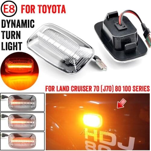 2Pcs Dynamic LED Side Marker fender Lights 12V Flowing Turn Signal Light Side Repeater For Toyota Landcruiser 70 80 100 Series