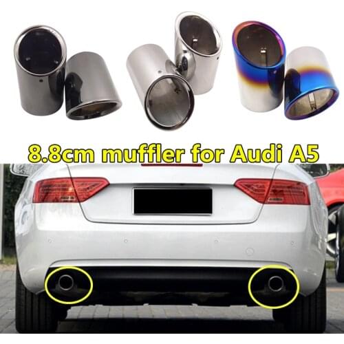 WL 2pcs Car-styling Car Exhaust End Tip Pipe For Audi A5 Inlet 88mm Stainless Steel Muffler Tail Throat Decoration Accessories