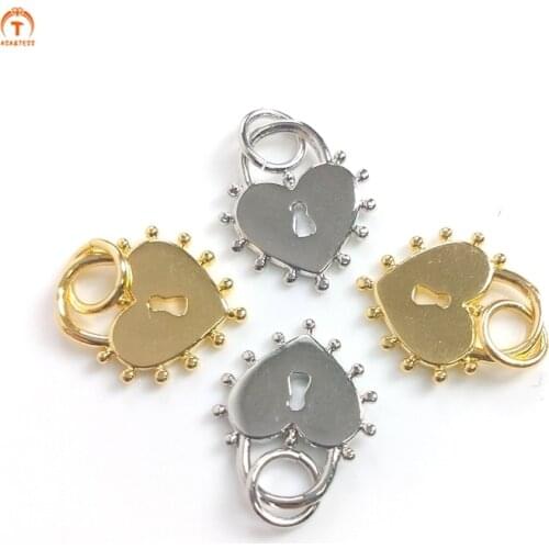 5pcs Love Lock Pendant Charm Gold Silver Padlock Charms Pendant Padlock Necklace For Women Jewelry Set Earring DIY Charm Making